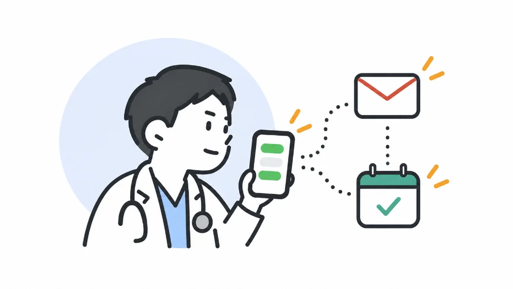 スマホの確定連絡がメールとカレンダーに取り込まれる